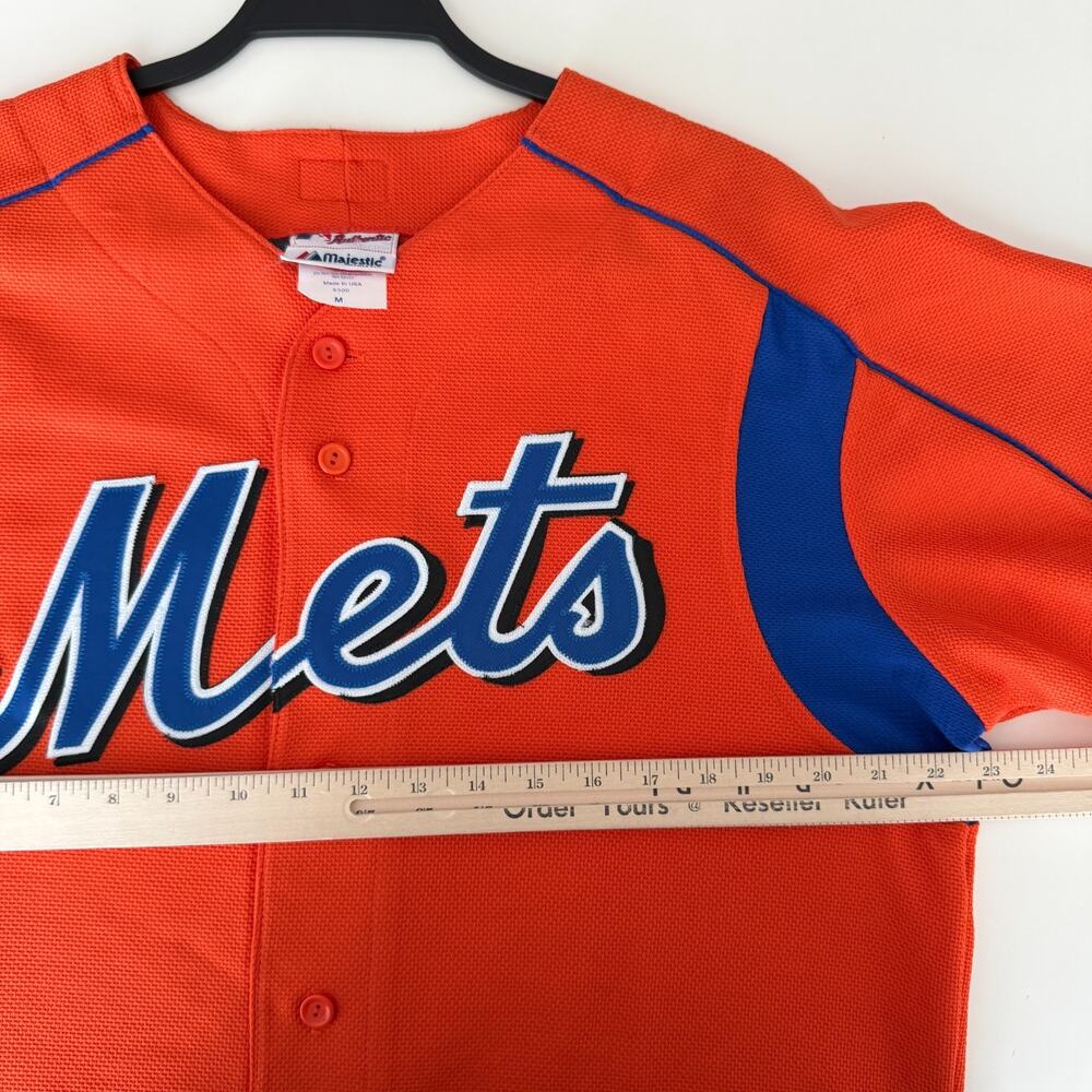 Vintage New York Mets Jersey Mens Medium Orange Majestic Made In USA Shirt - Picture 12 of 13